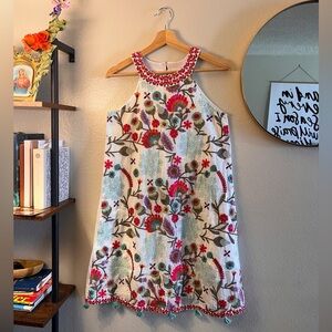 Lula Sol | 100% Cotton Embroidered Lined Halter Dress with Pockets
